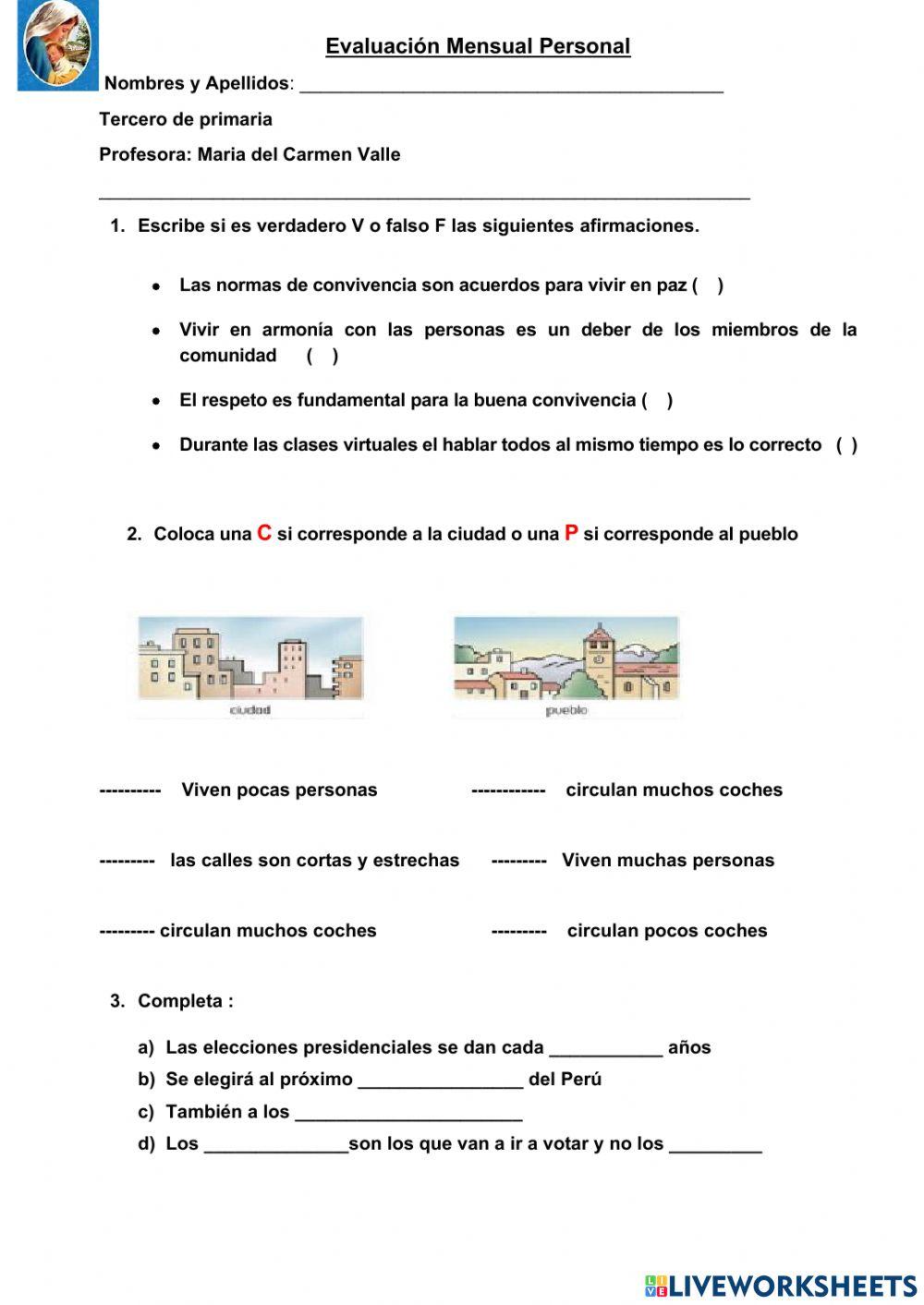 Evaluación mensual Personal