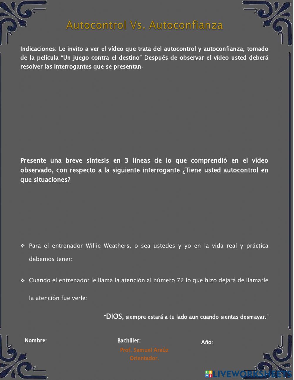 Autocontrol Vs. Autoconfianza
