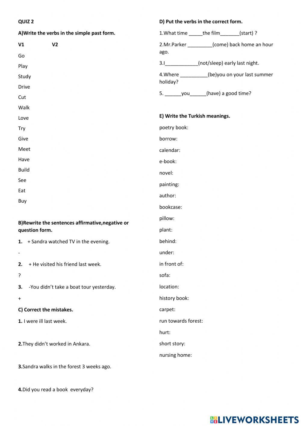 6th grades Unit 8 quiz
