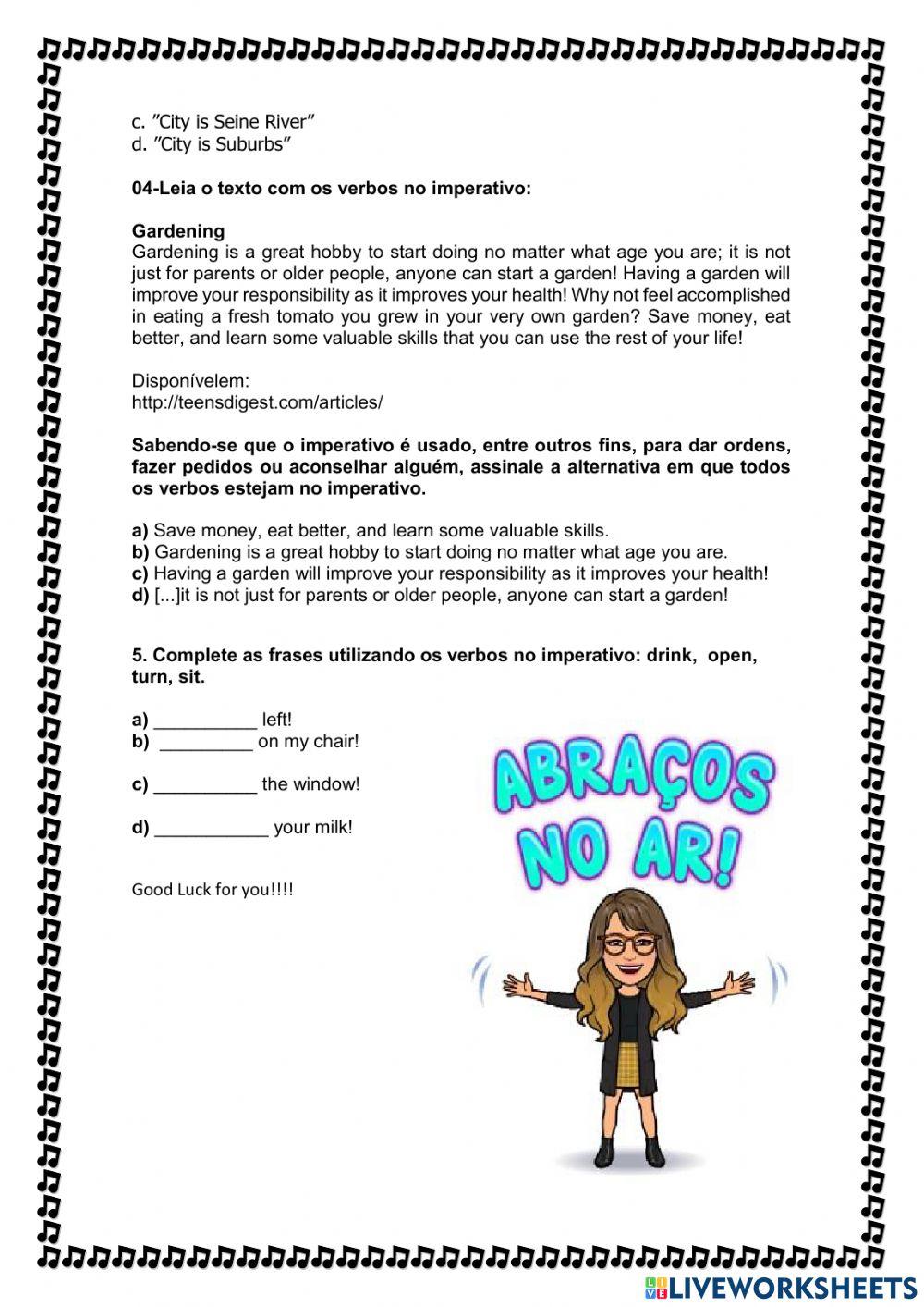 Avaliação de Língua Inglesa