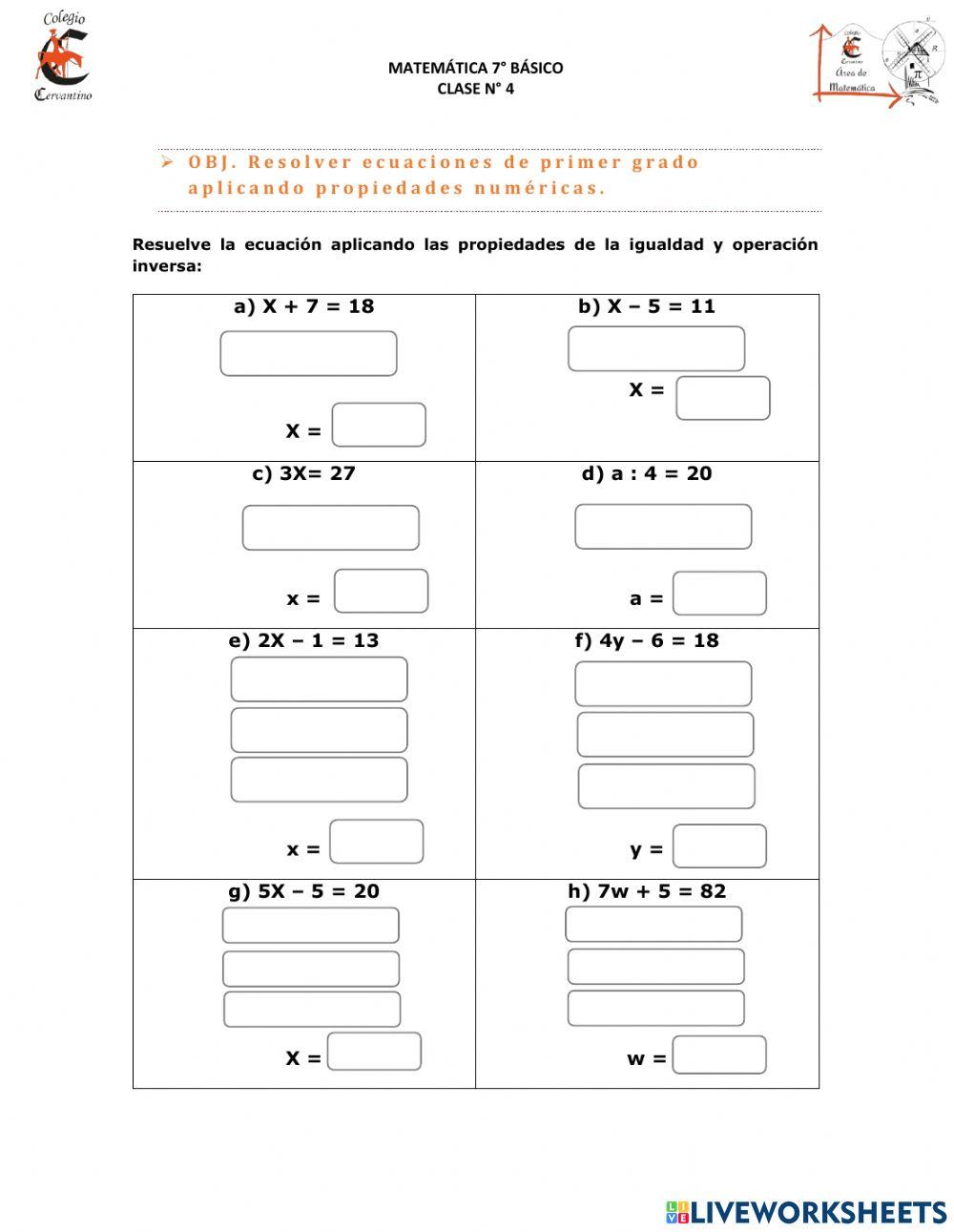 Ecuaciones de primer grado con una incógnita