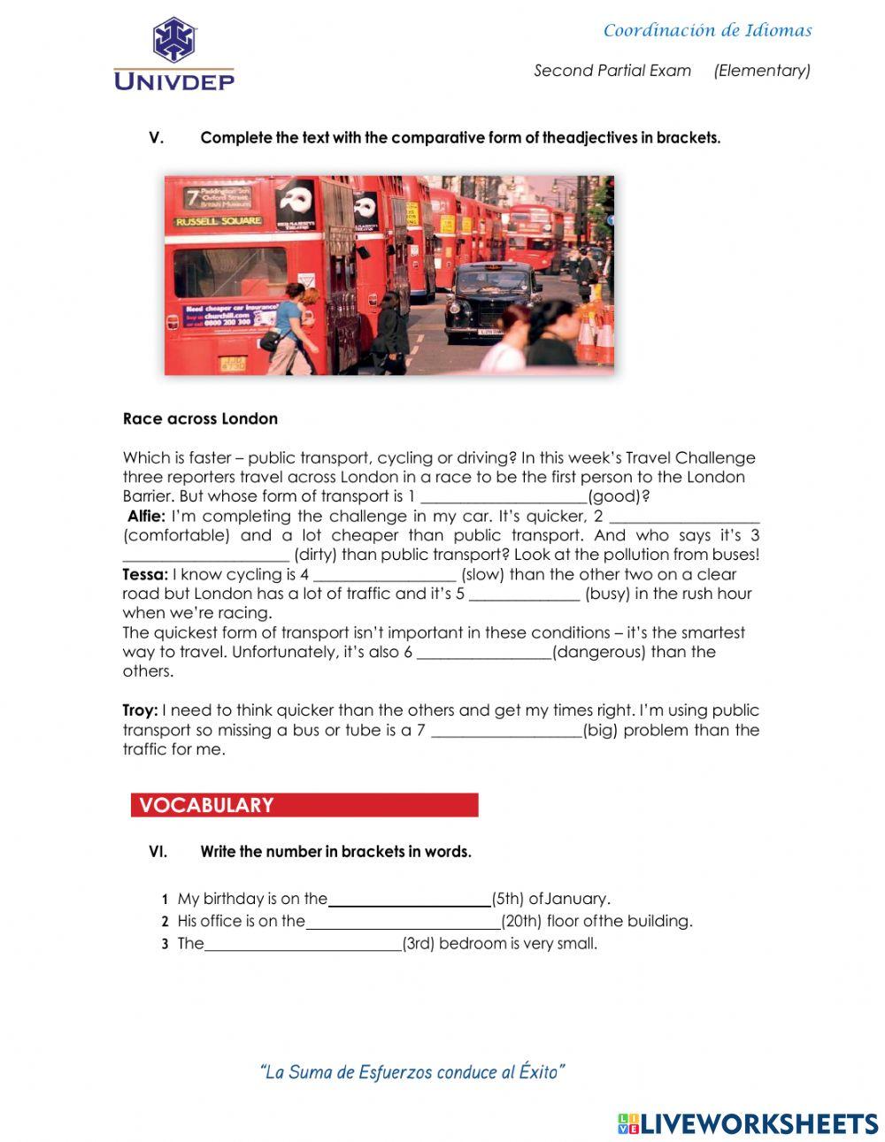 Second Partial Elementary Exam