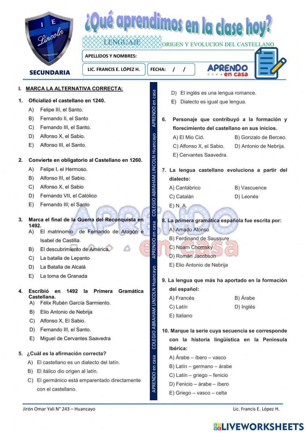 Pract. Origen y evolucion del castellano