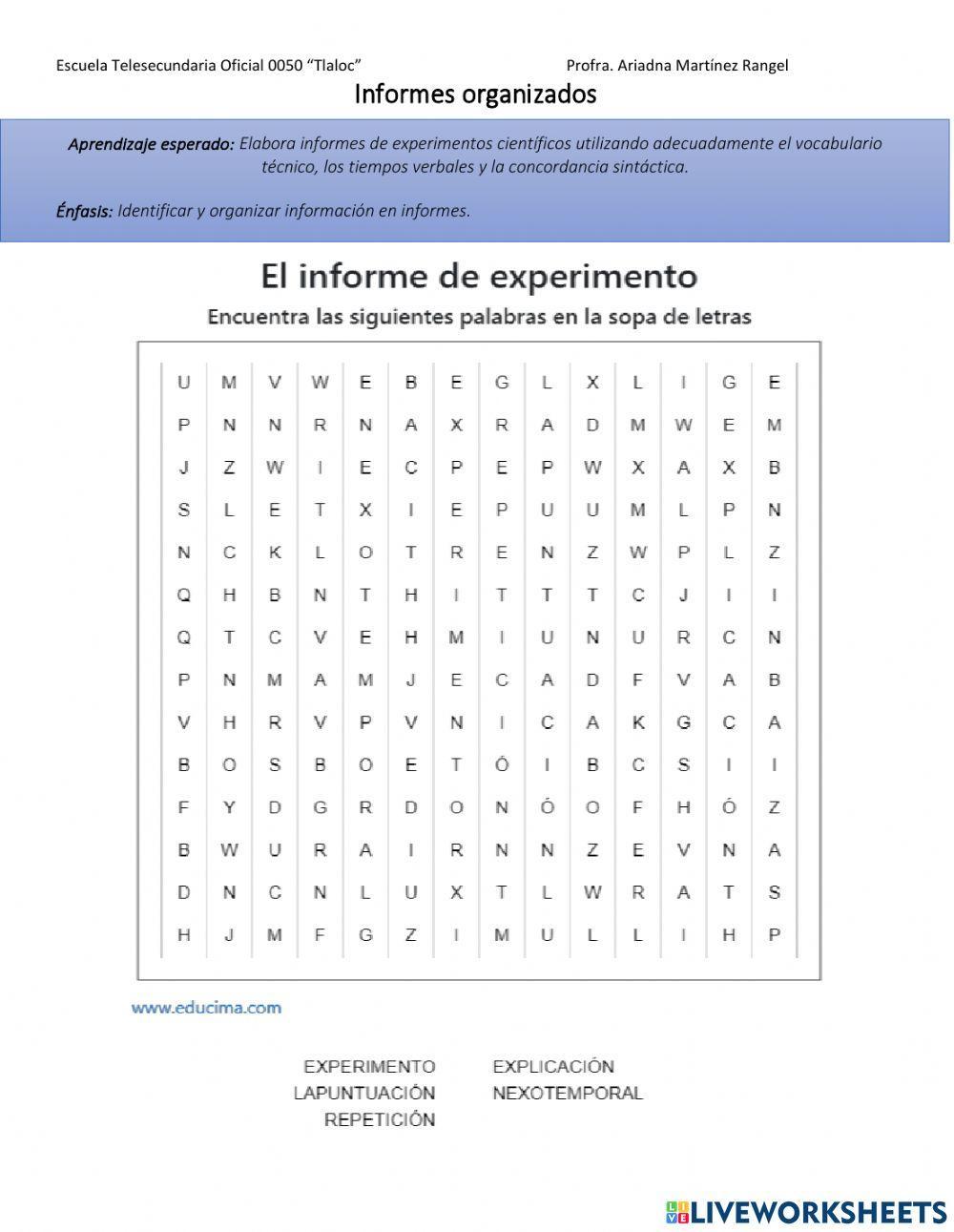 Informe de experimento