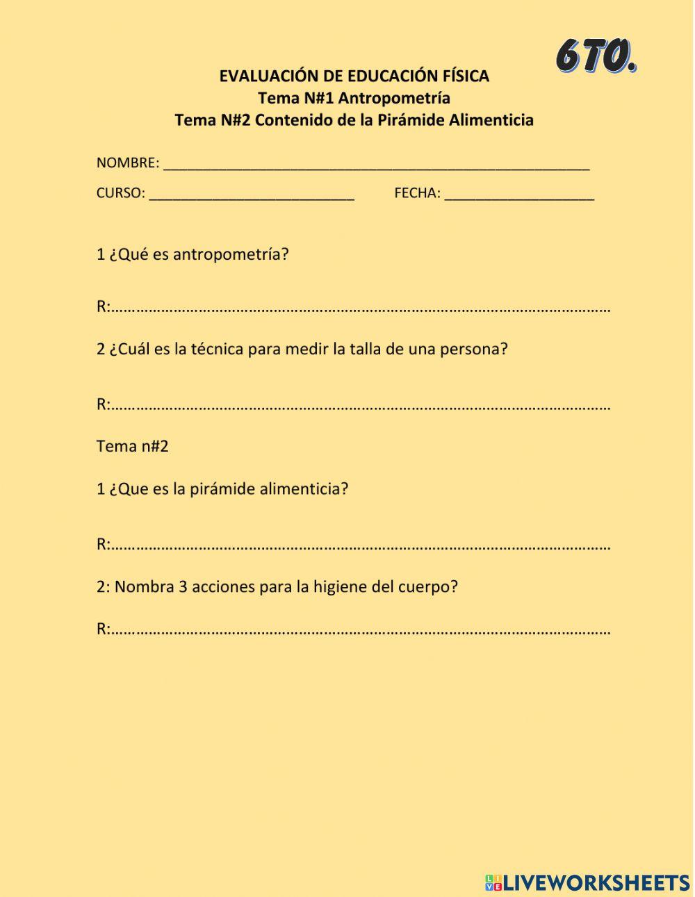 Evaluación educación física