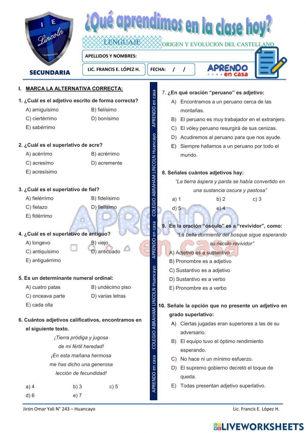Prac. del adjetivo - Sec
