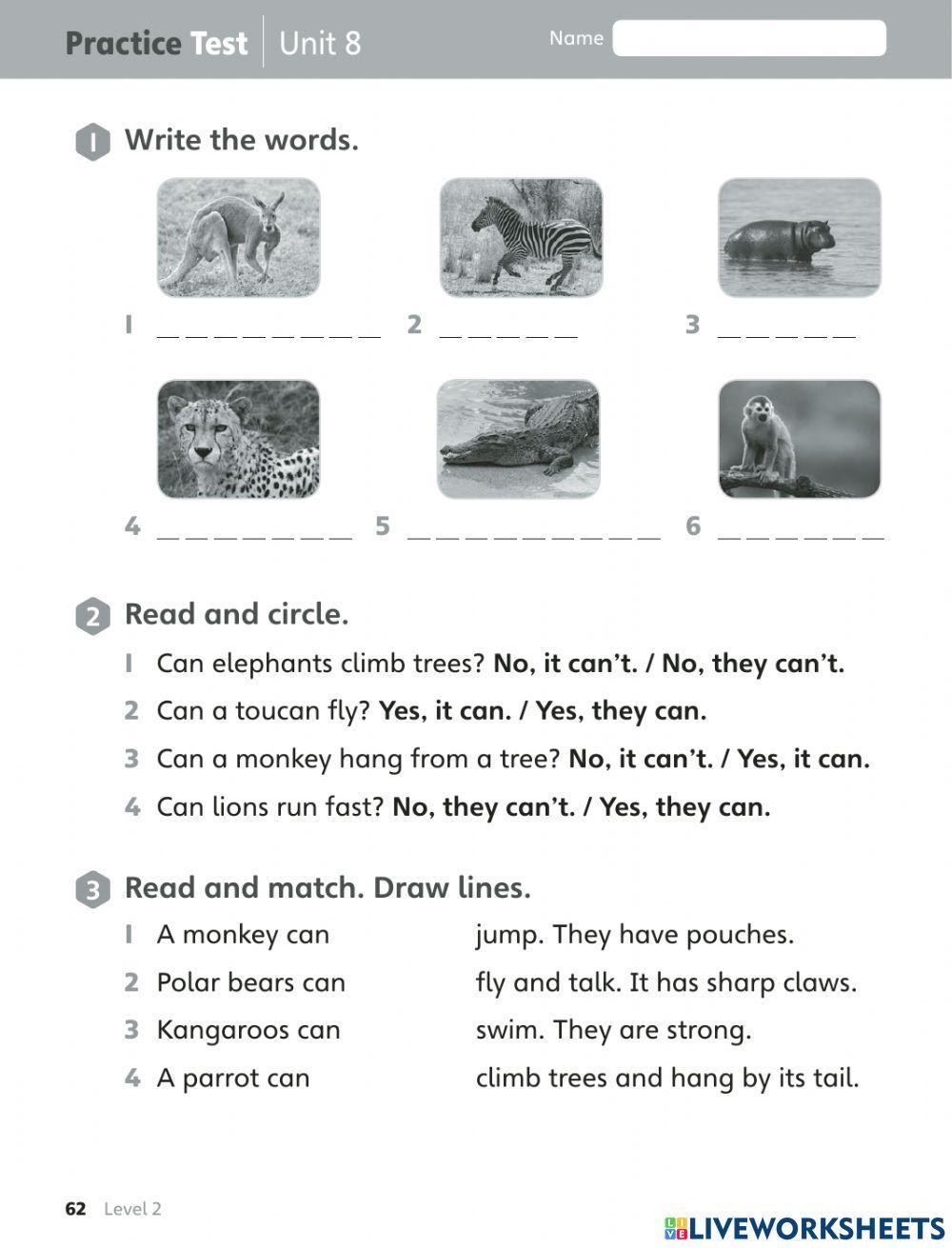 Practice test unit 8 big 2