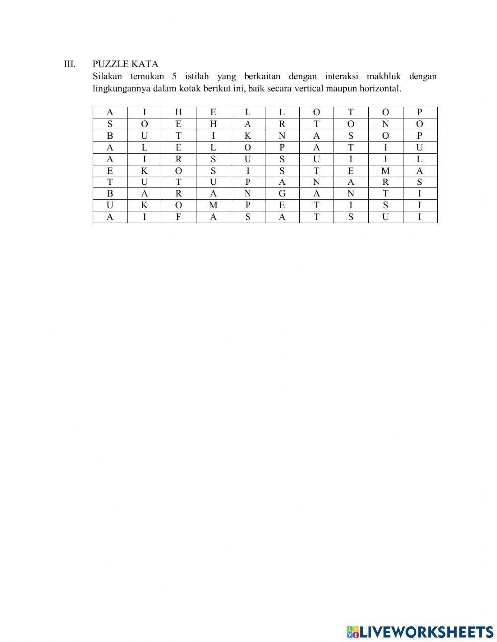 Interaksi Makhluk Hidup dengan Lingkungannya