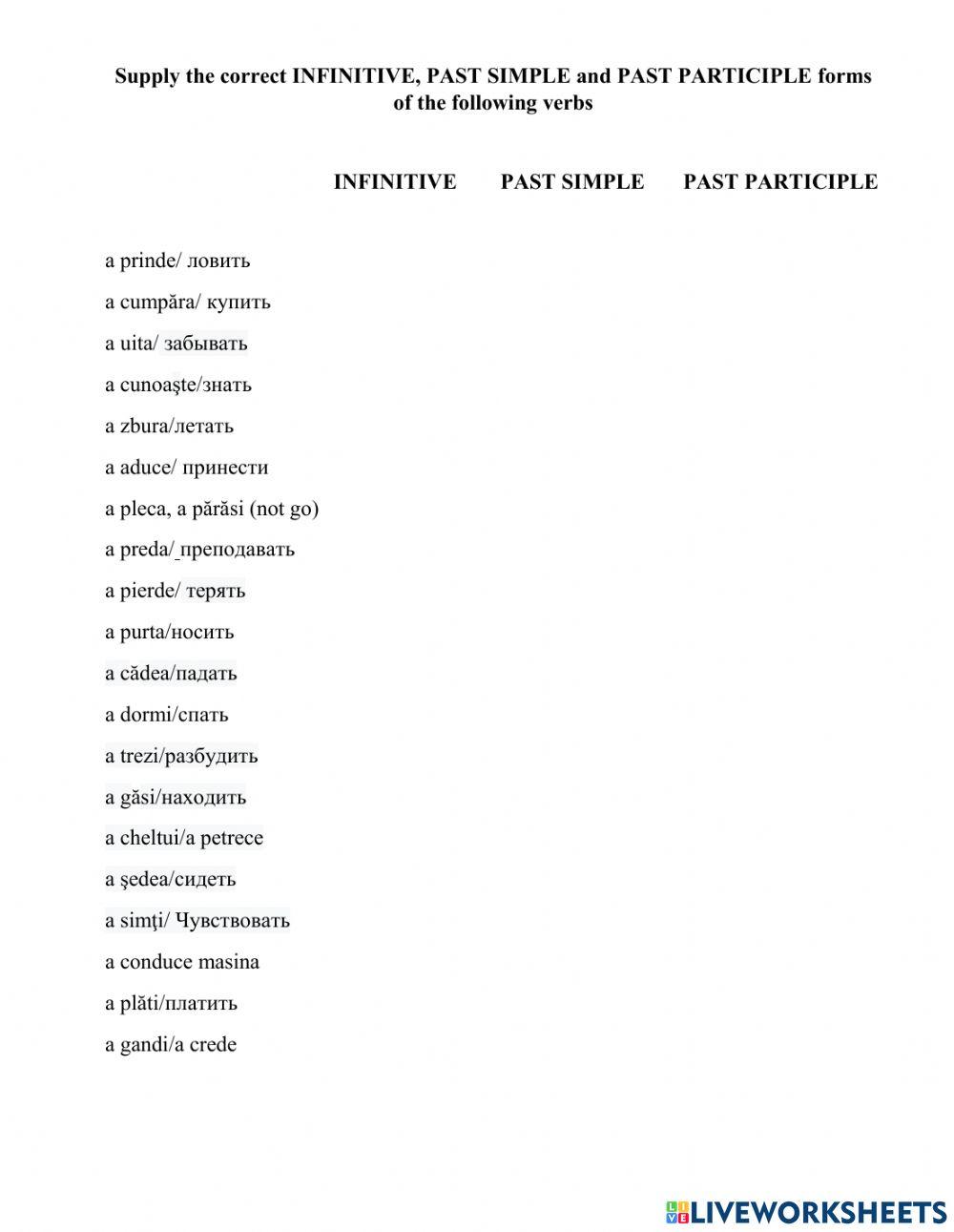 Irregular Verbs Elementary