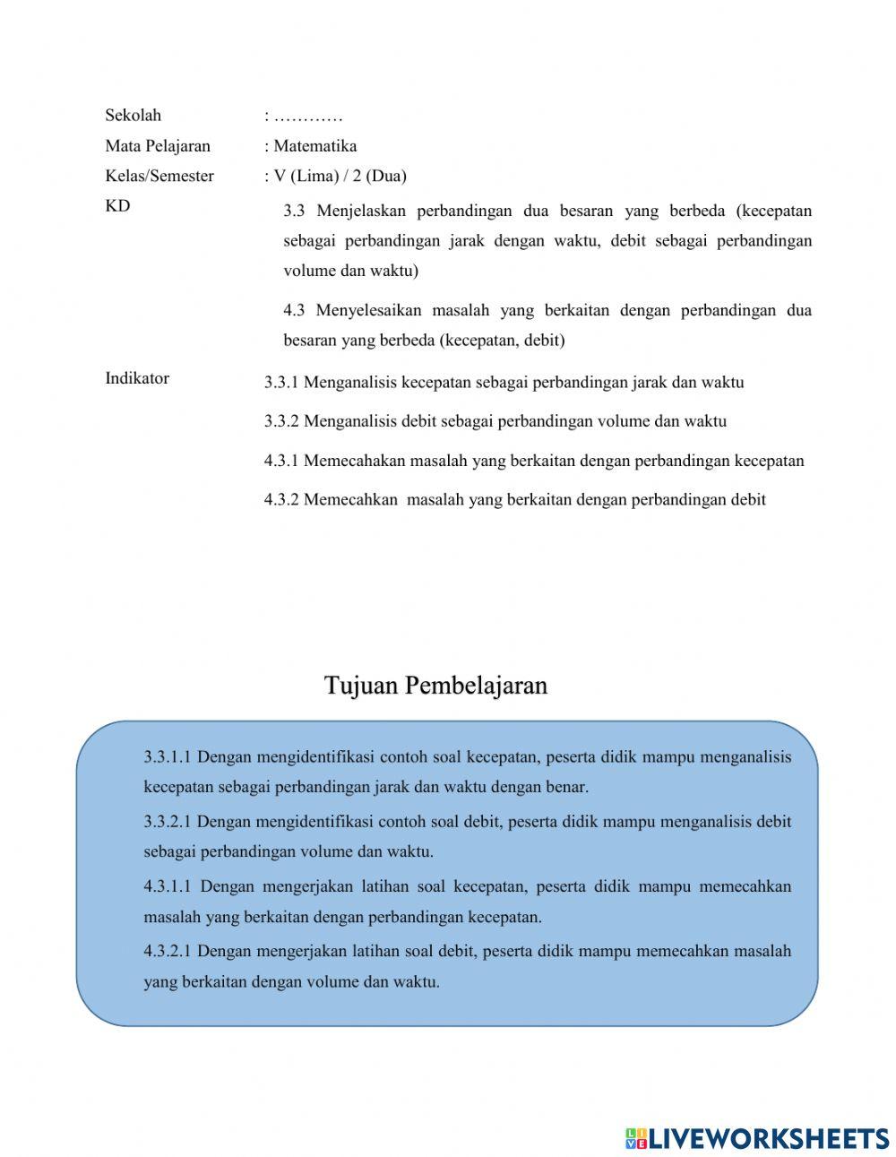 E-Soal Jarak dan Debit