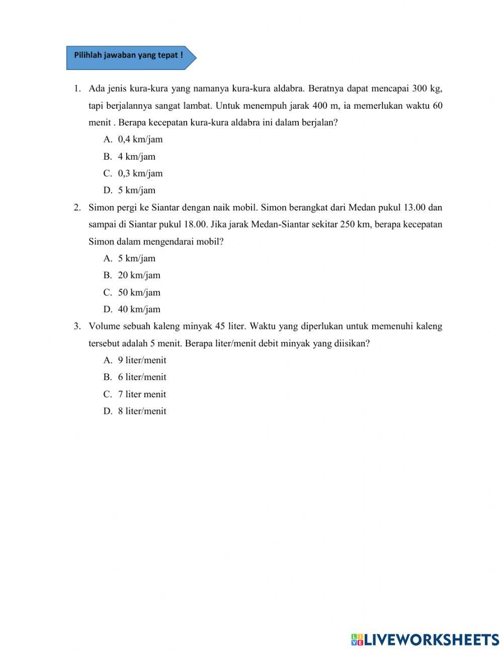 E-Soal Jarak dan Debit