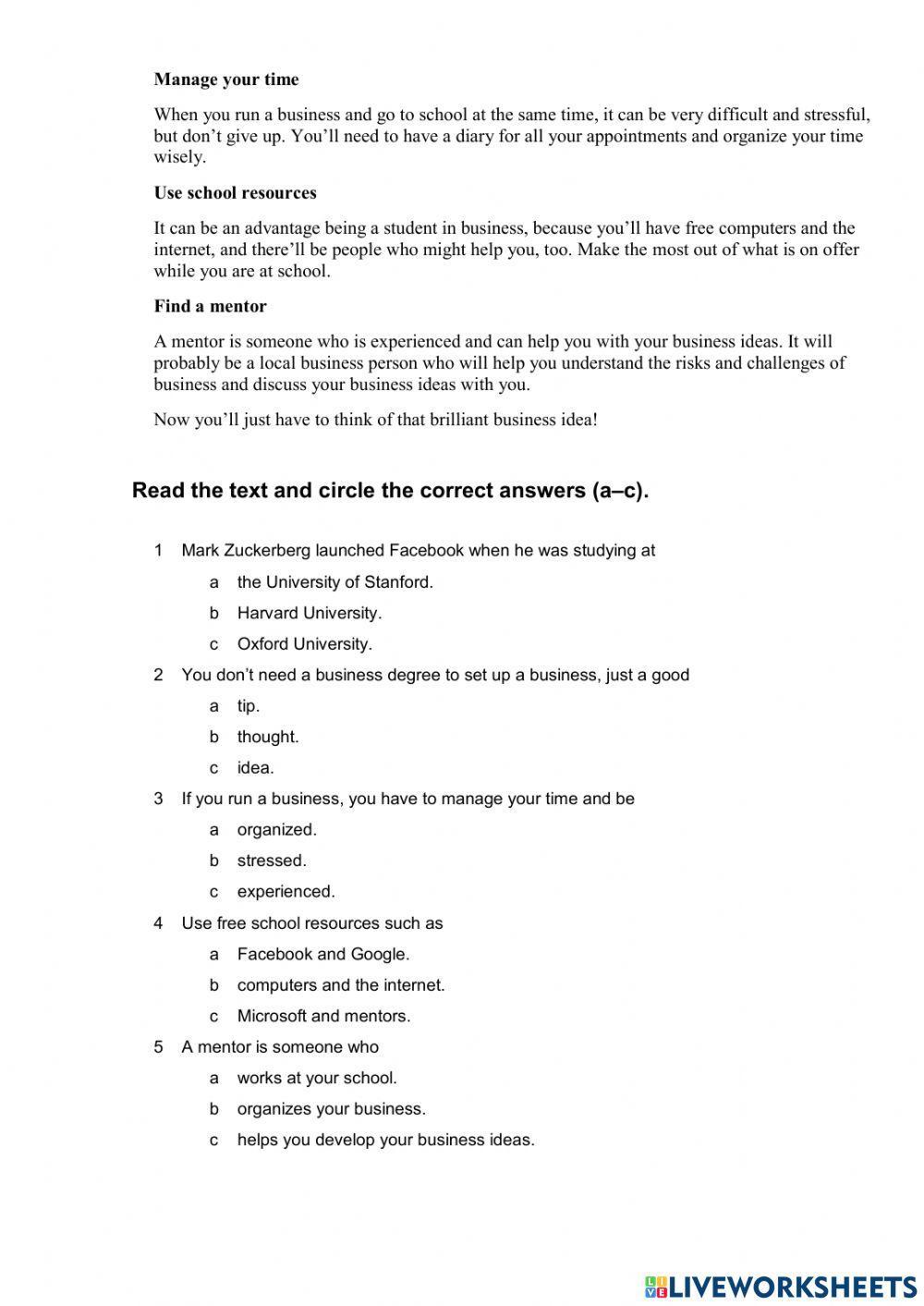 Listening and Reading skills