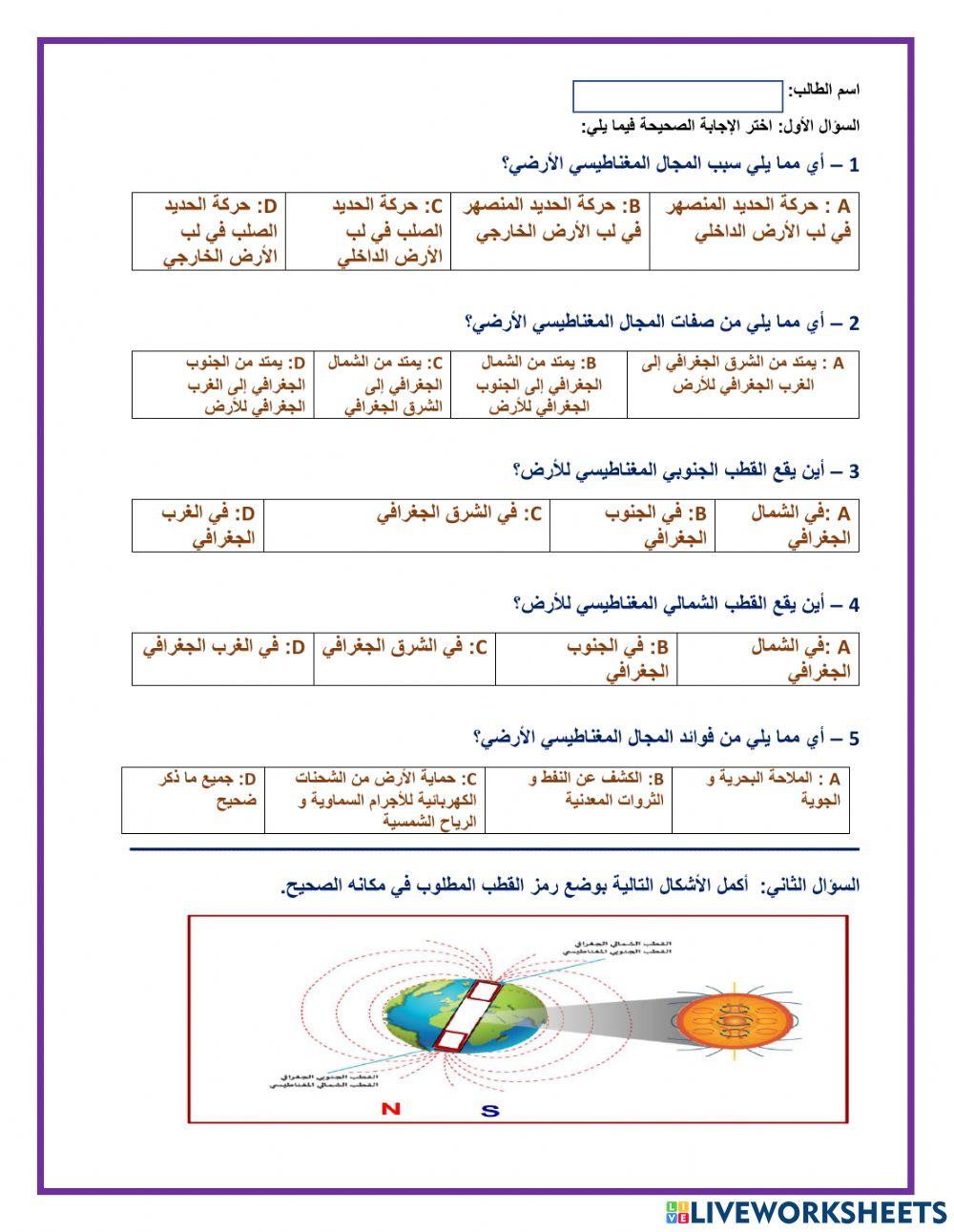 خصائص المجال المغناطيسي الأرض