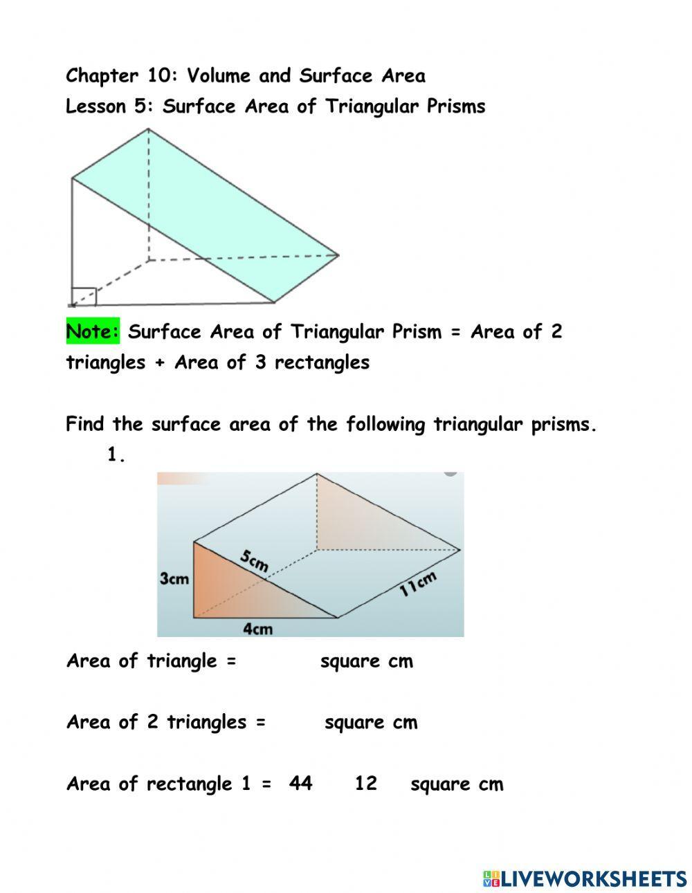 Ch 10 Ln 5 Surface Area of Triangular Prisms