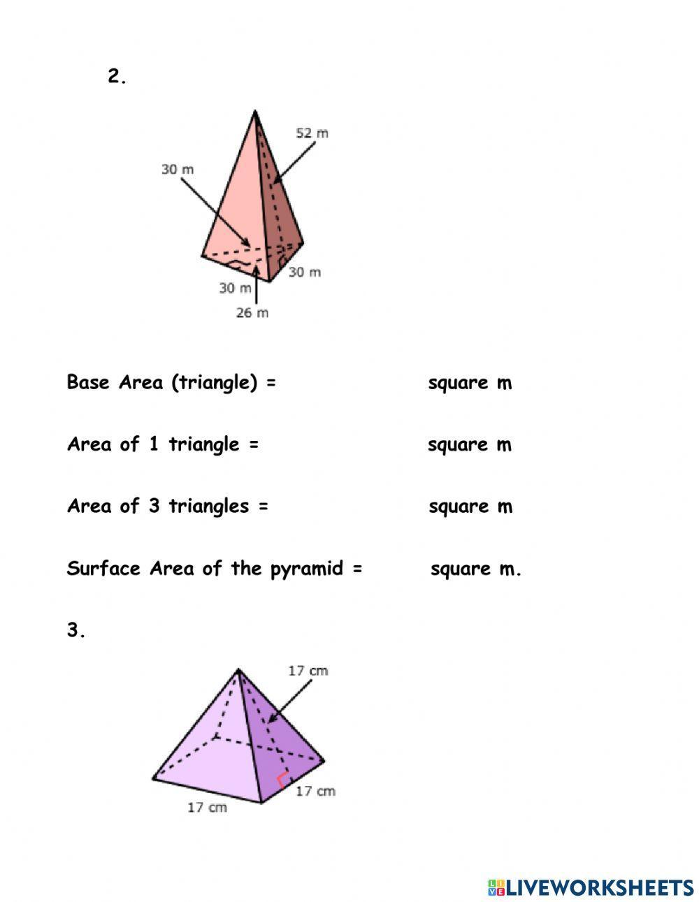 Ch 10 Ln 6 Surface Area of Pyramids worksheet Live Worksheets
