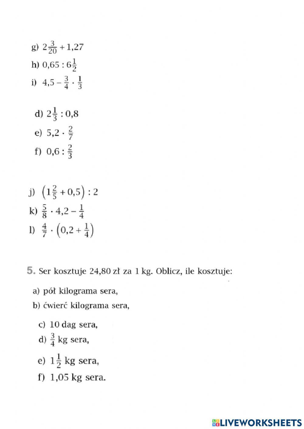 Ułamki zwykłe i dziesiętne