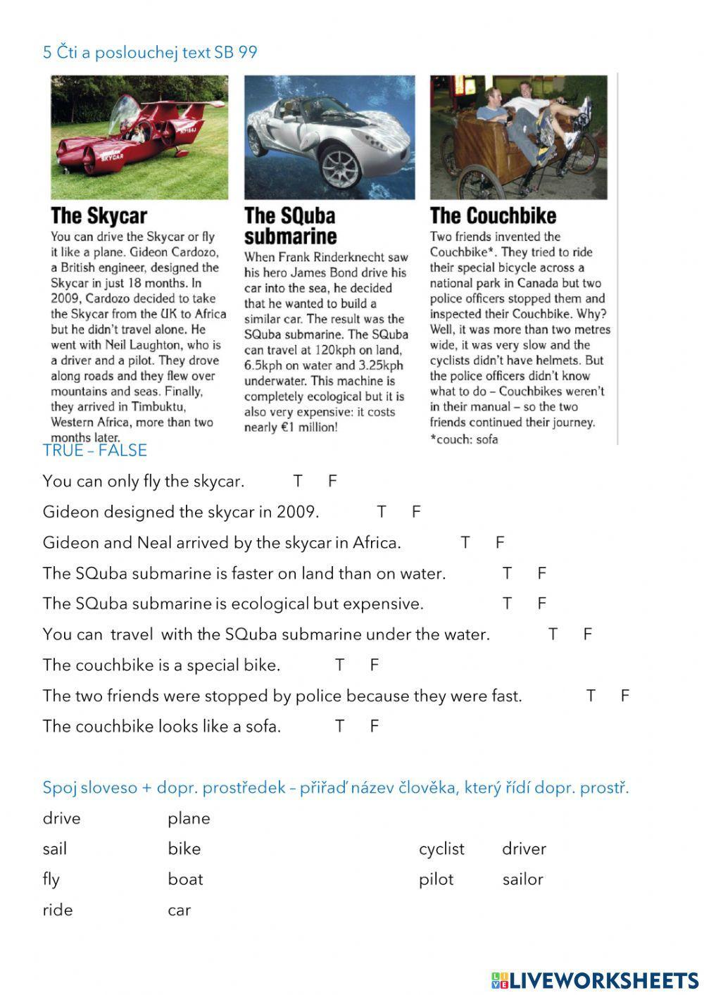 Transport - Travelling - reading and listening