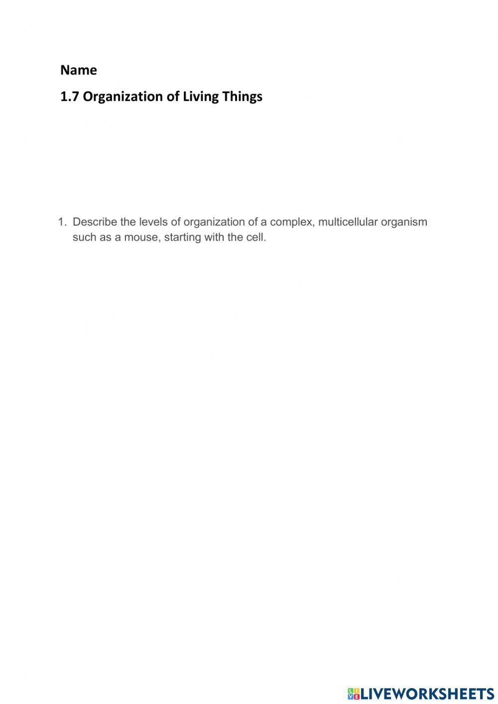 1.7 Organization of Living Things