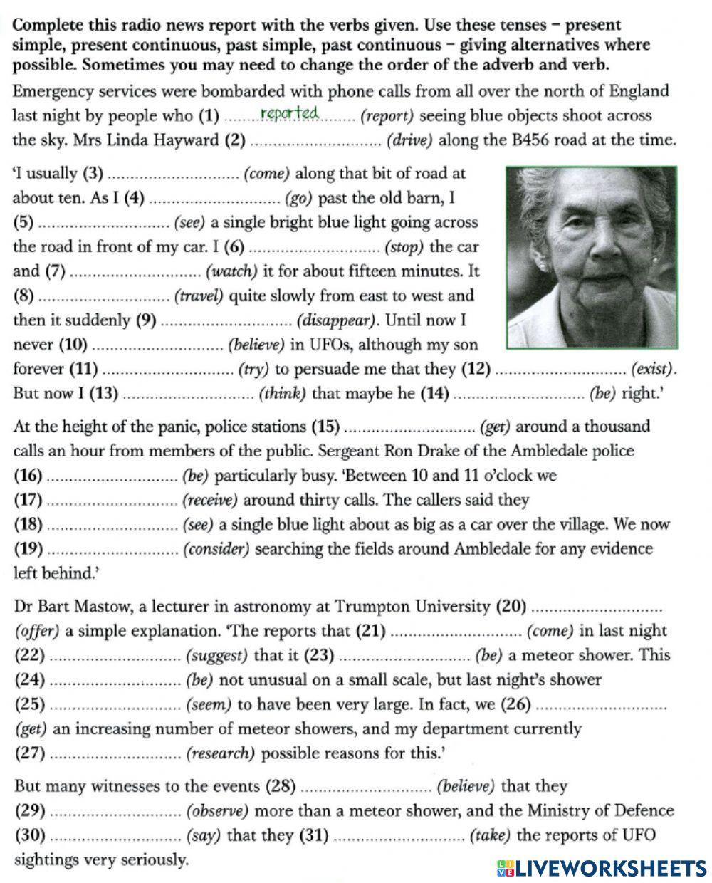 Present simple cont and past simple cont advanced online exercise for