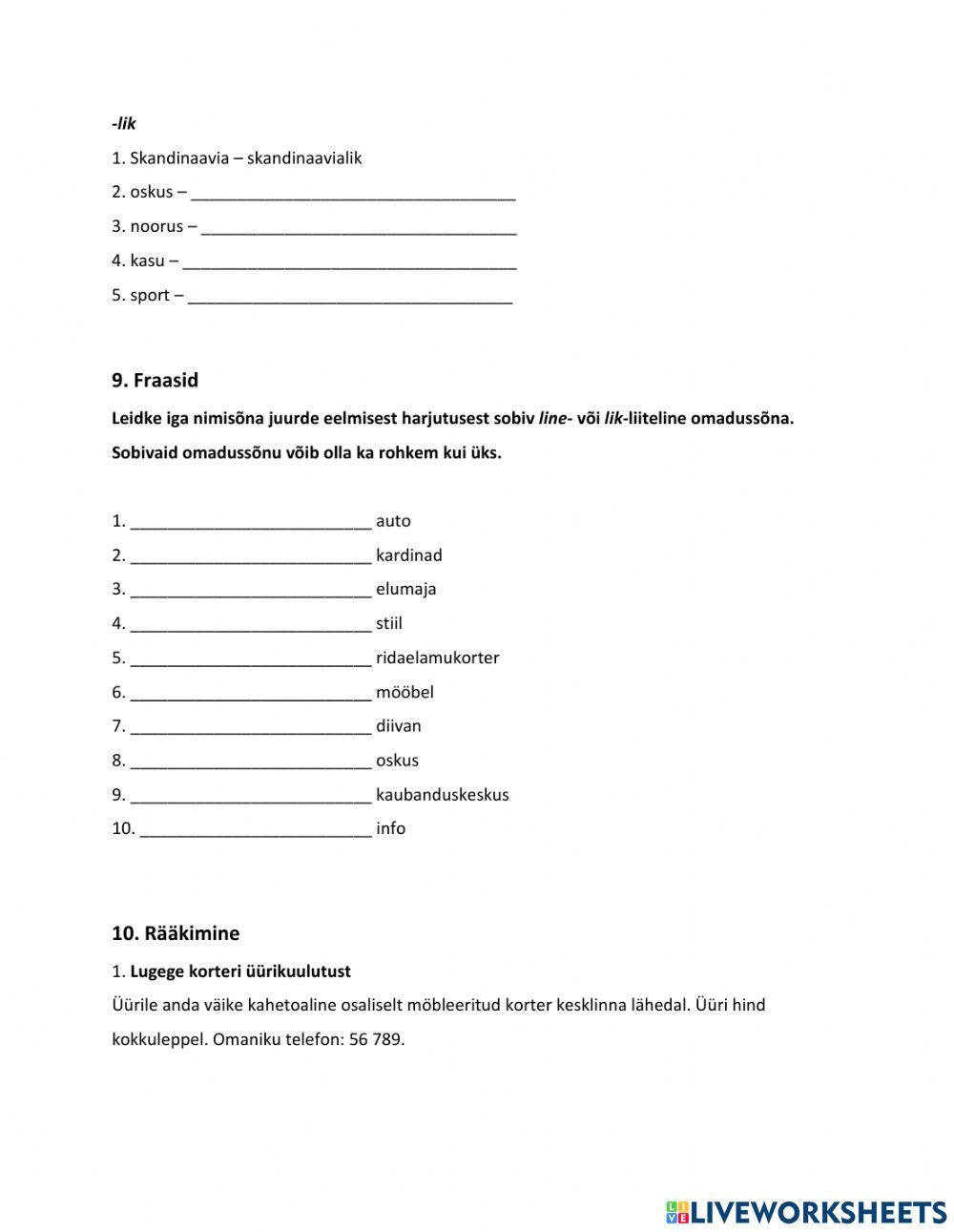 Korter, kus ma elan  B1-tase