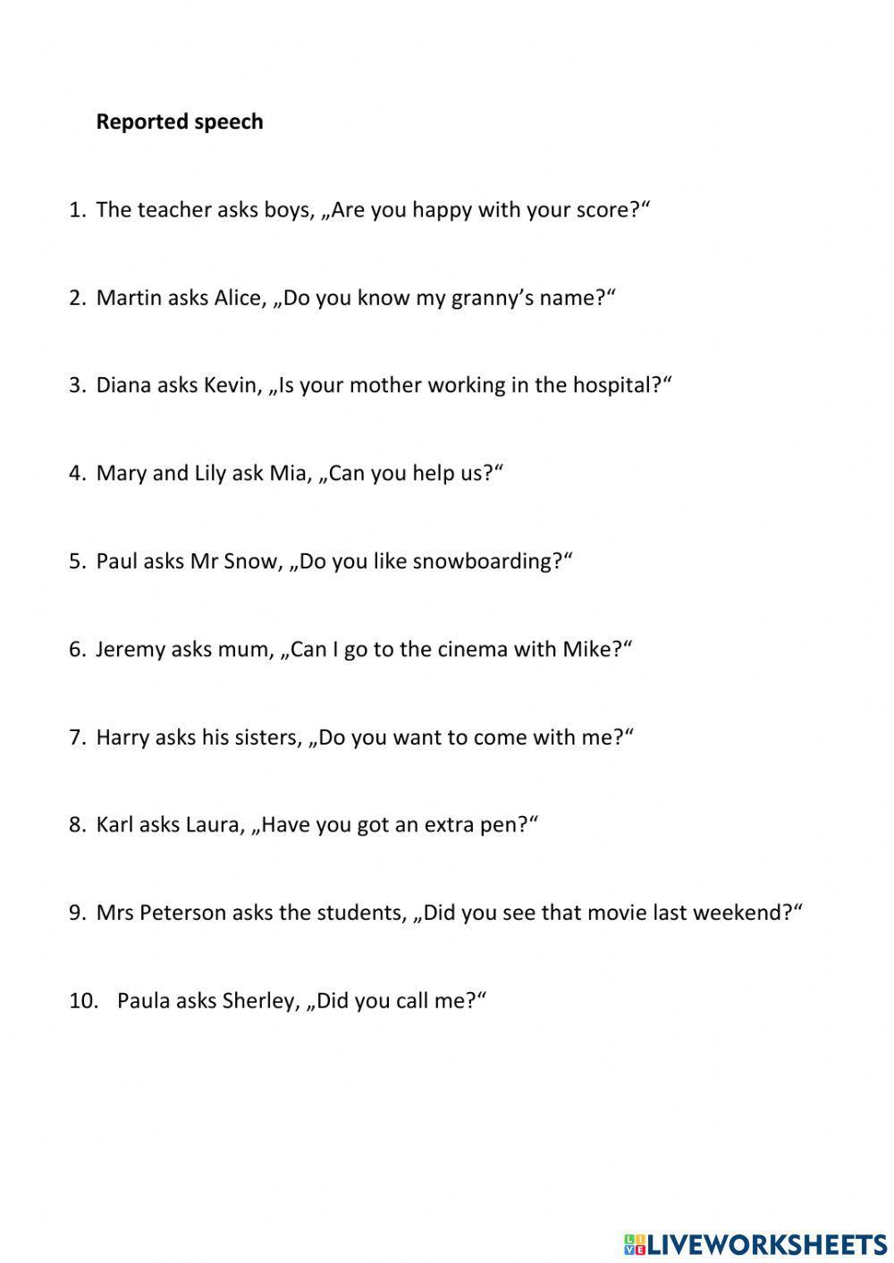 Reported cpeech, if...