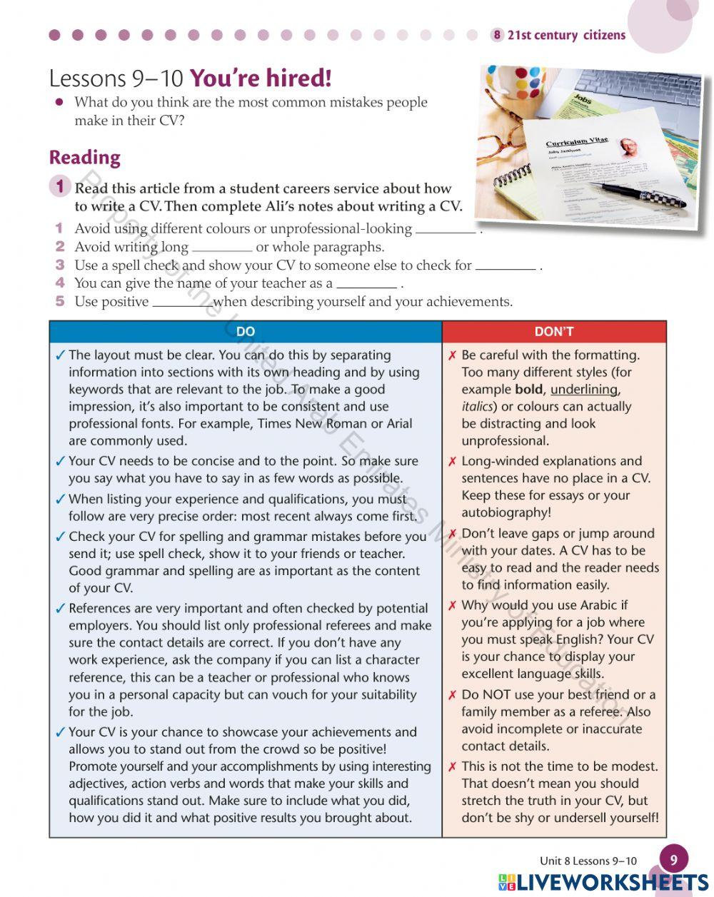 You are hired reading