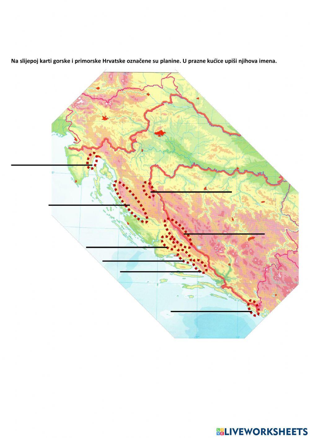 Reljef hrvatske - kartografska vježba