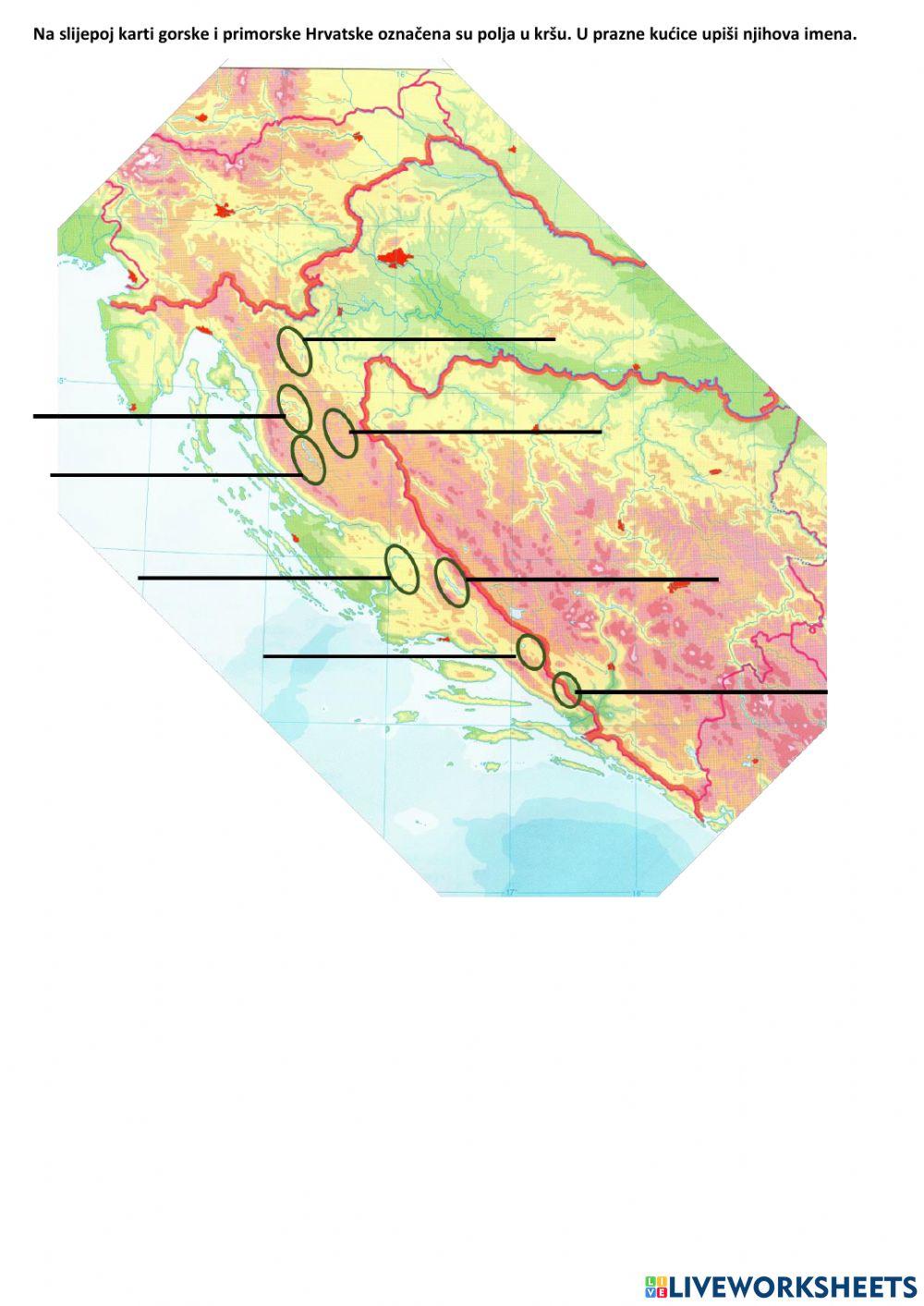 Reljef hrvatske - kartografska vježba