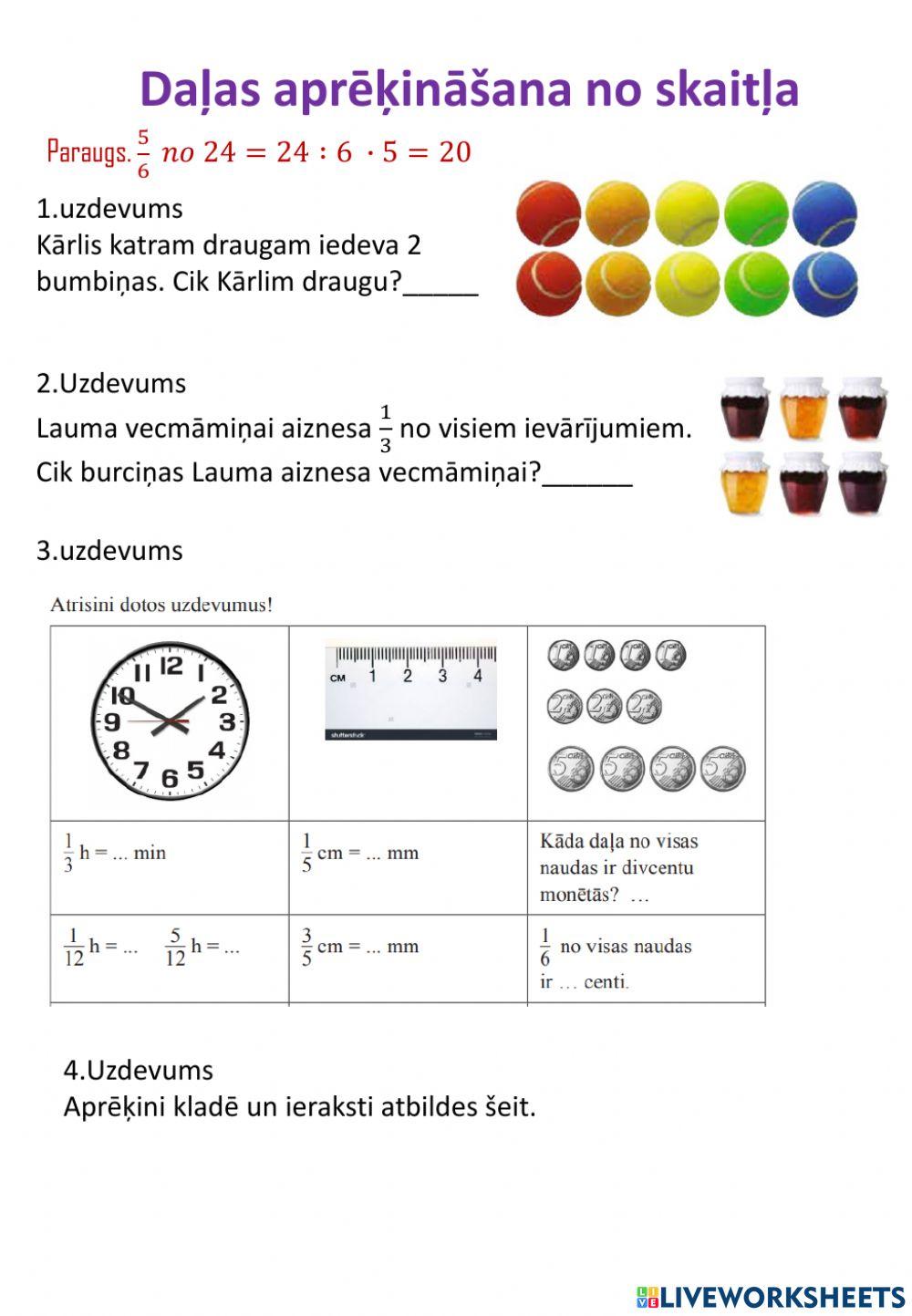 Daļas aprēķināšana no skaitļa