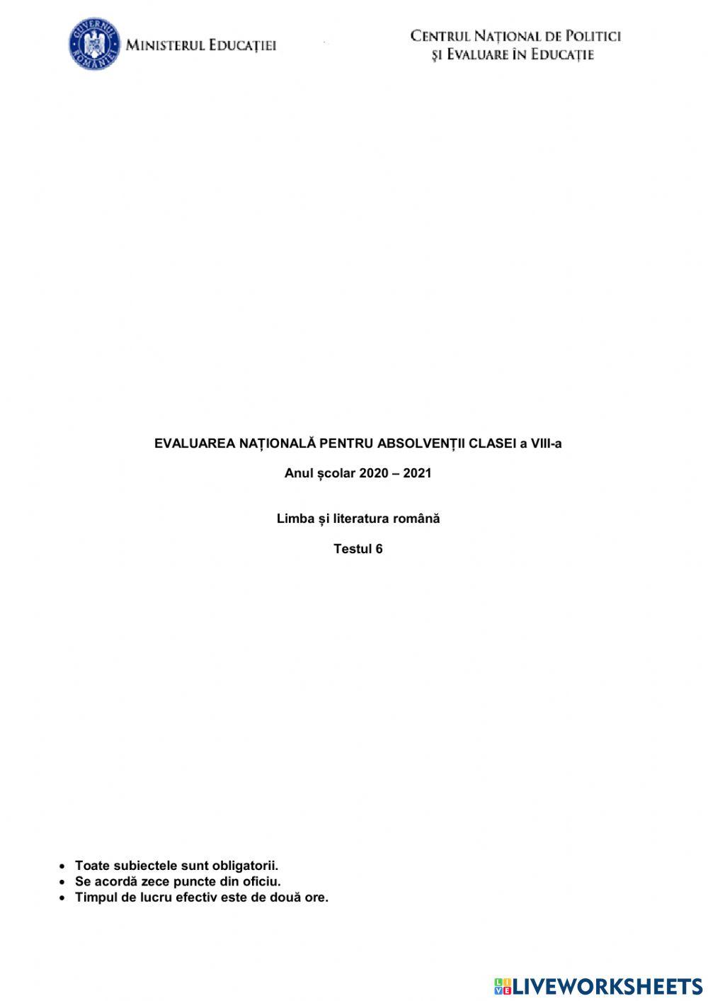 Test de antrenament. 6