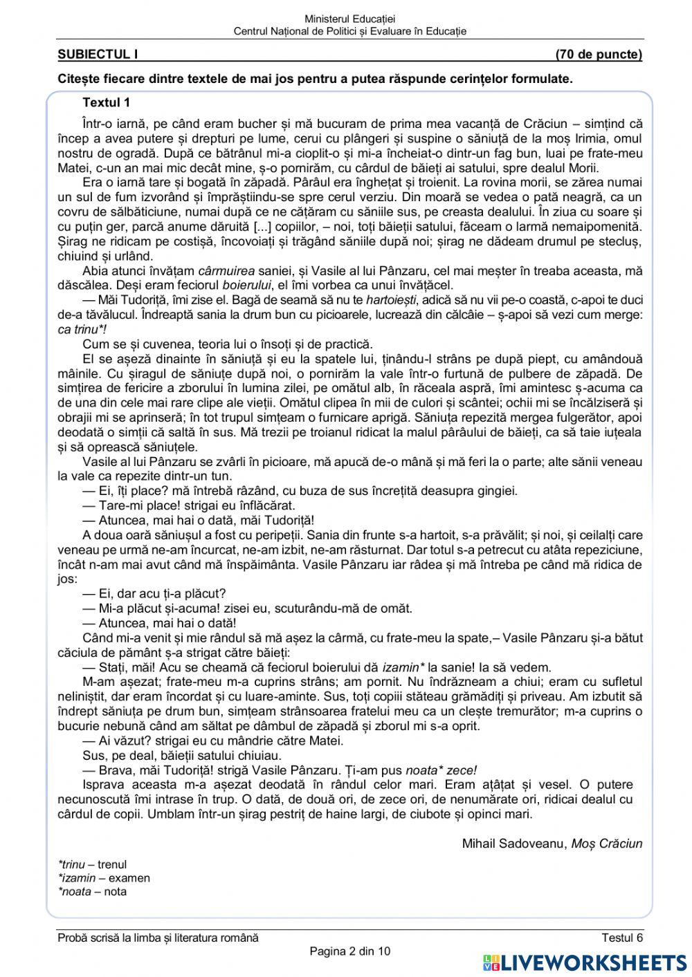 Test de antrenament. 6