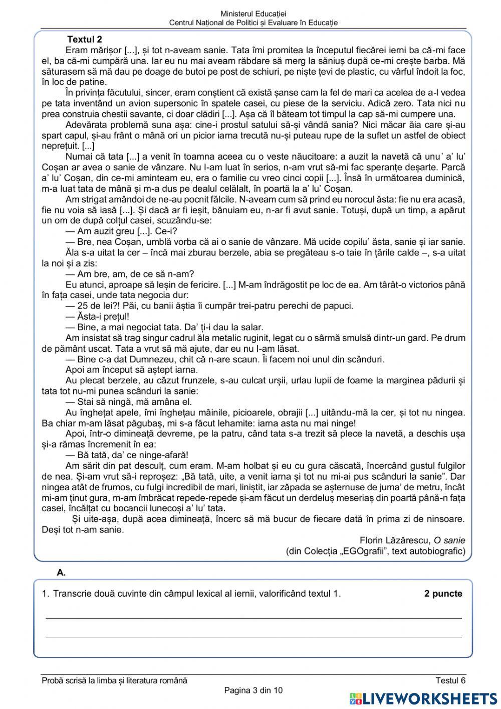 Test de antrenament. 6