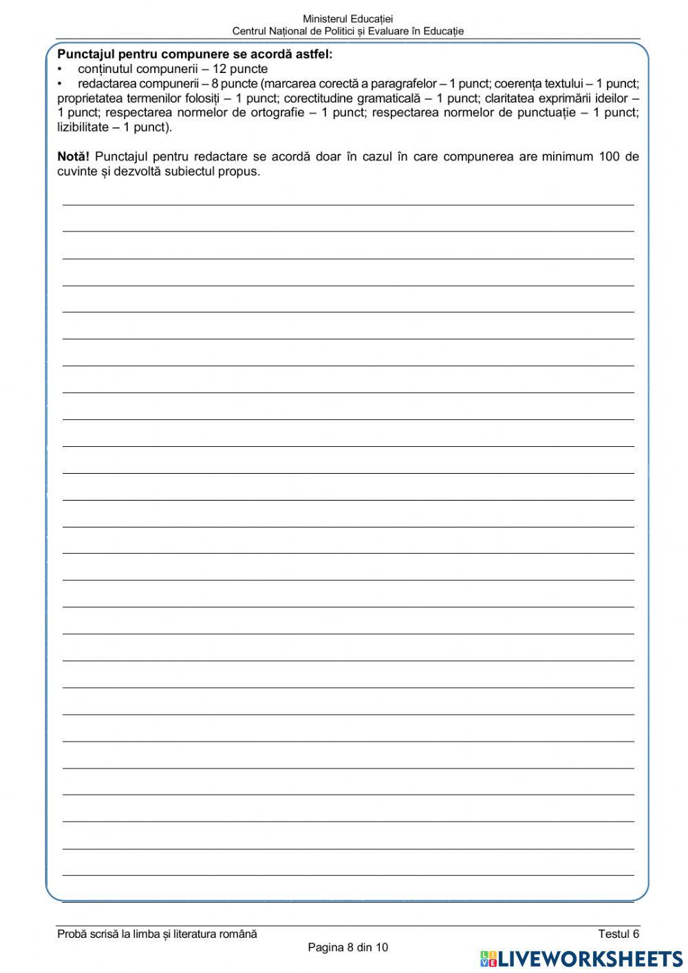 Test de antrenament. 6