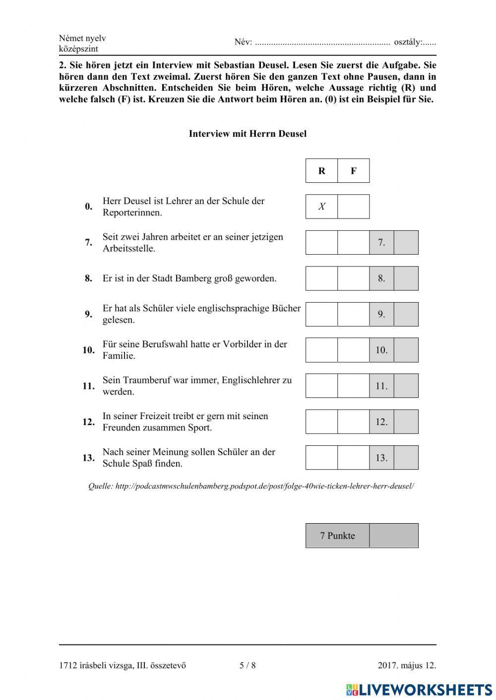 Abitur Mai 2017 Hörverstehen