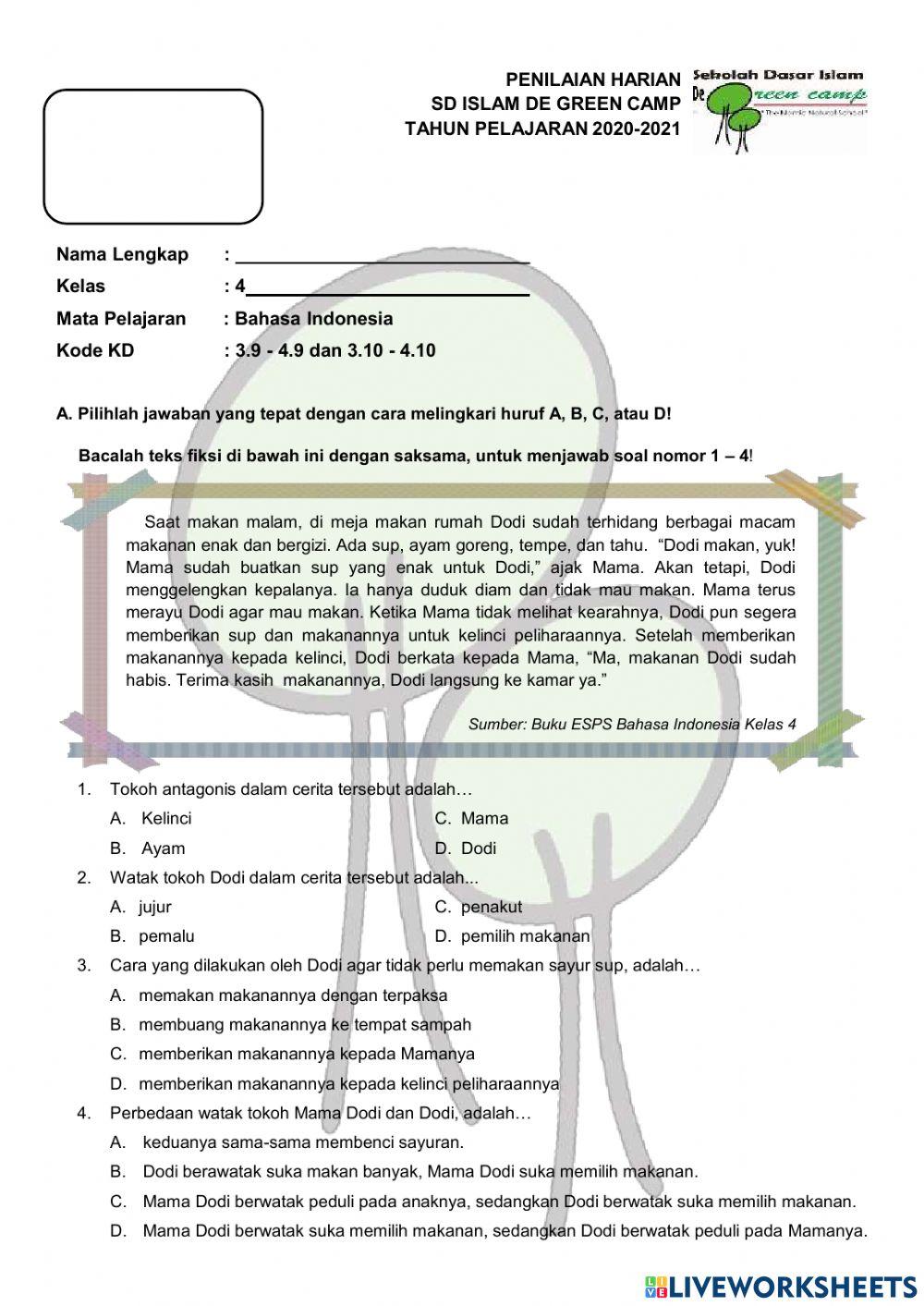 PH Tokoh dan Watak Teks Fiksi