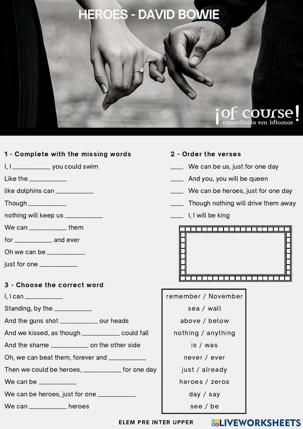 Heroes – David Bowie - ELEM PRE INTER UPPER