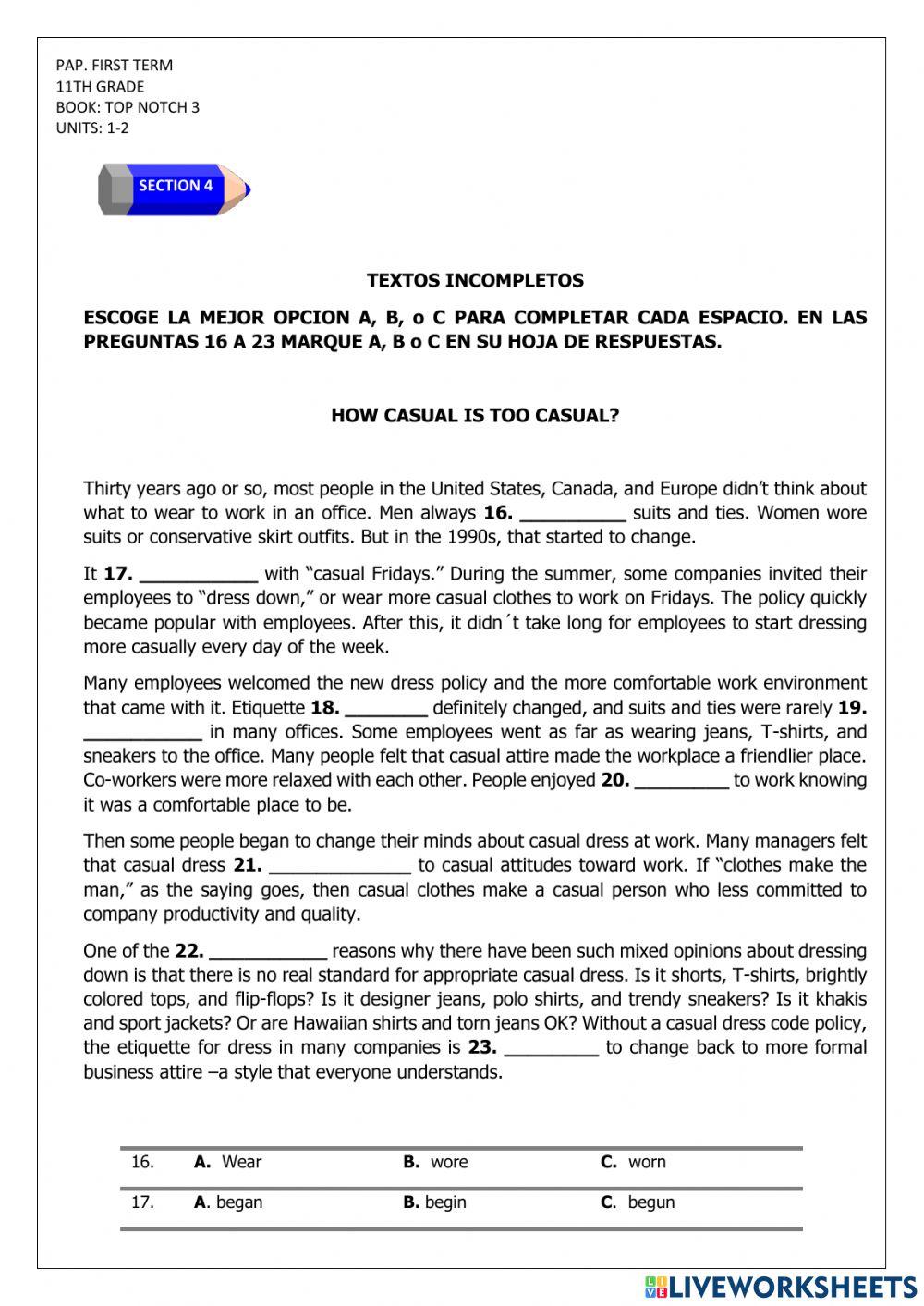 PAP Eleventh graders