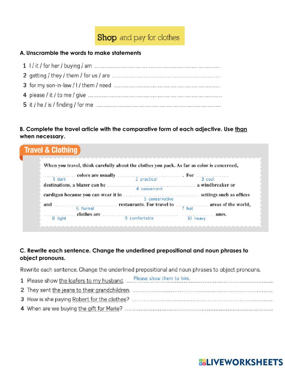 Shop and pay for cloth
