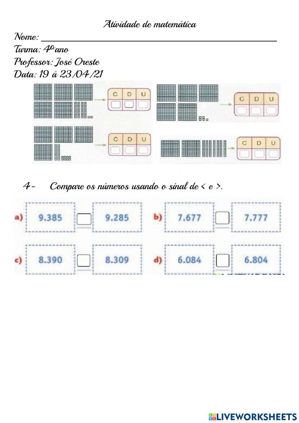 Revisão de matemática 1º bimestre