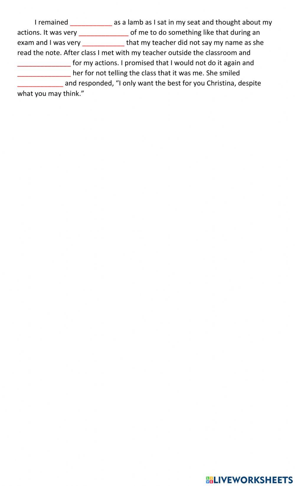 Fill in the blanks - How embarrassing!