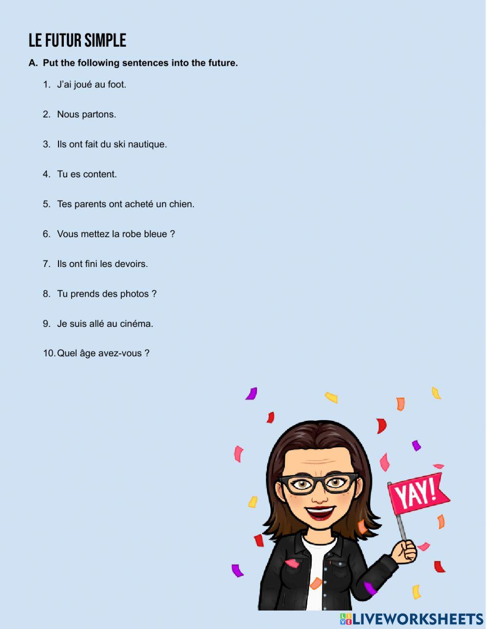 Le futur simple sentences