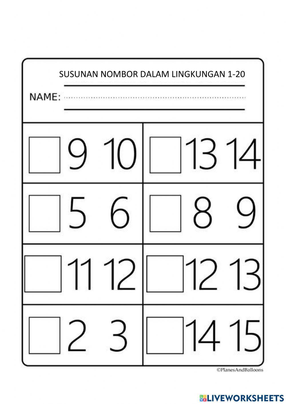 Susunan nombor 1-20