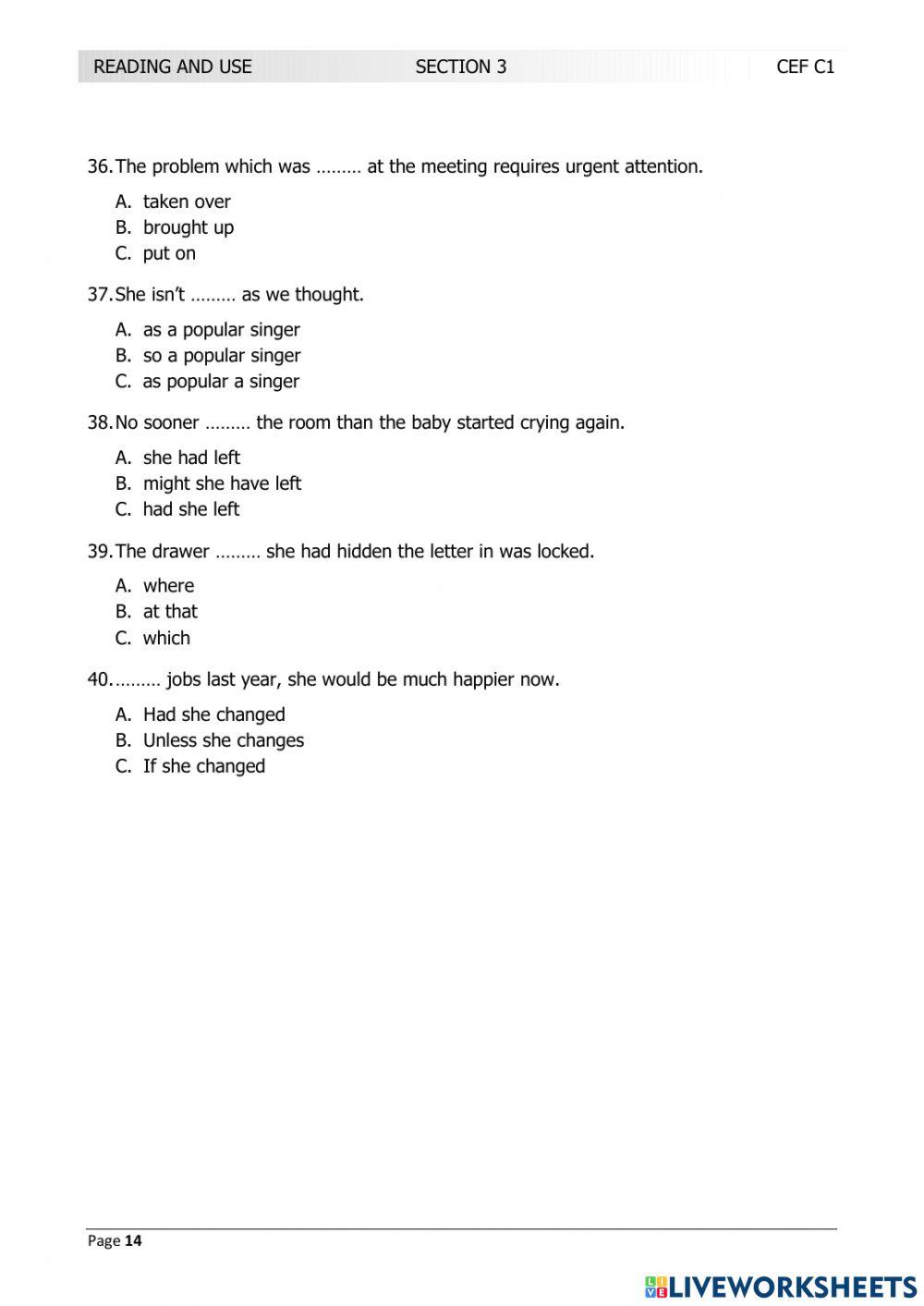 LRN C1 JANUARY 2018 TEST