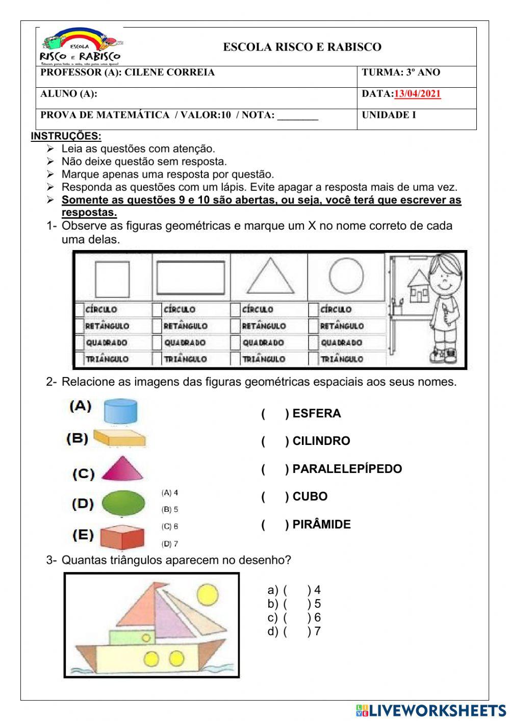 Prova de matemática