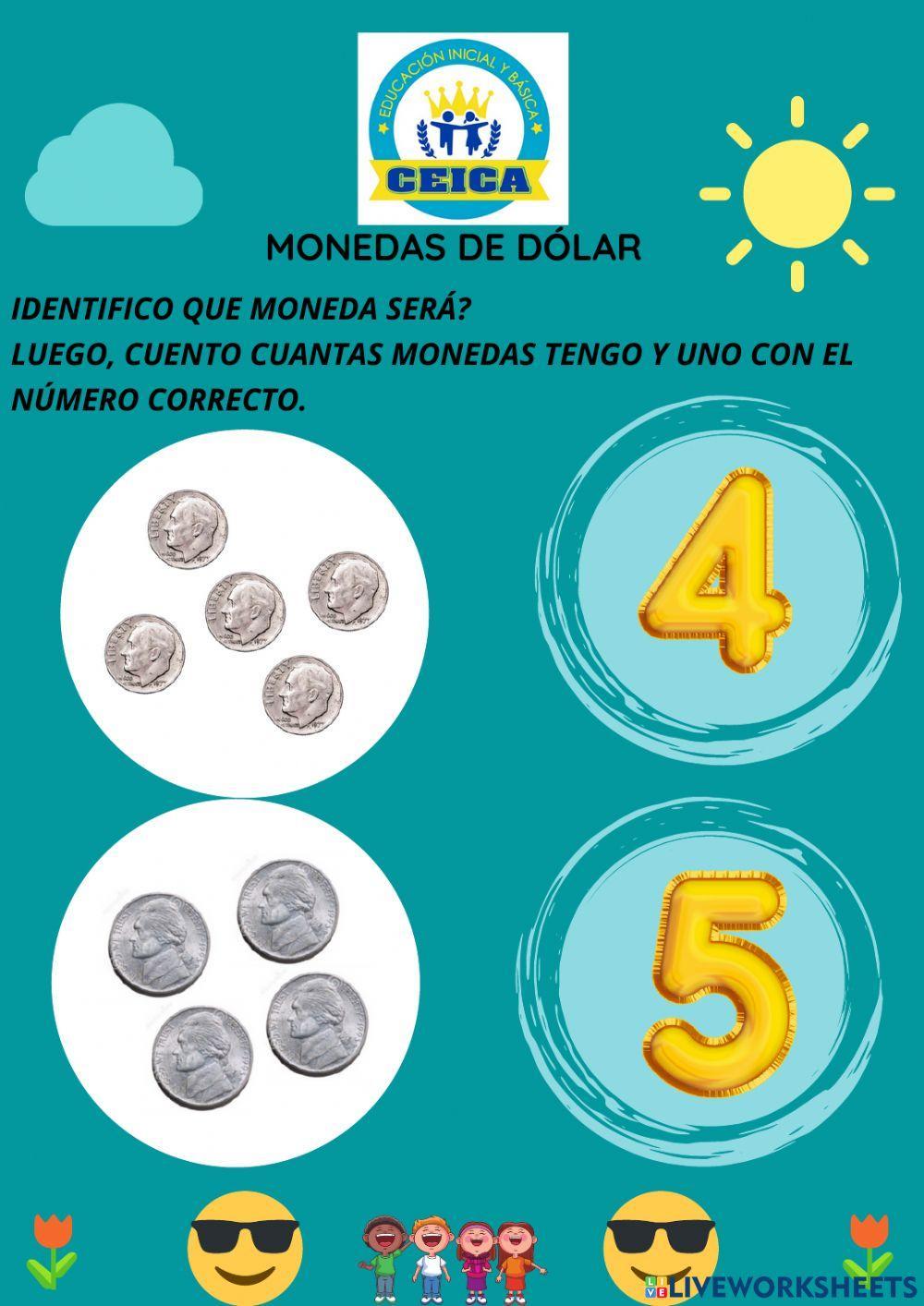 Monedas de 1,5,10 centavos de dolar