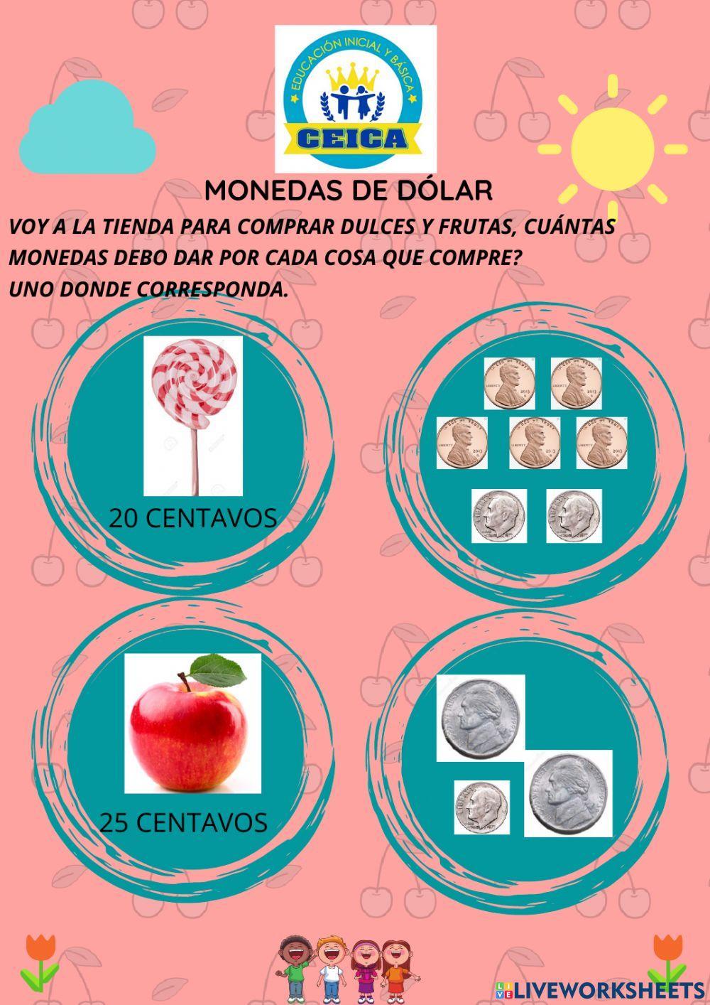 Monedas de 1,5,10 centavos de dolar