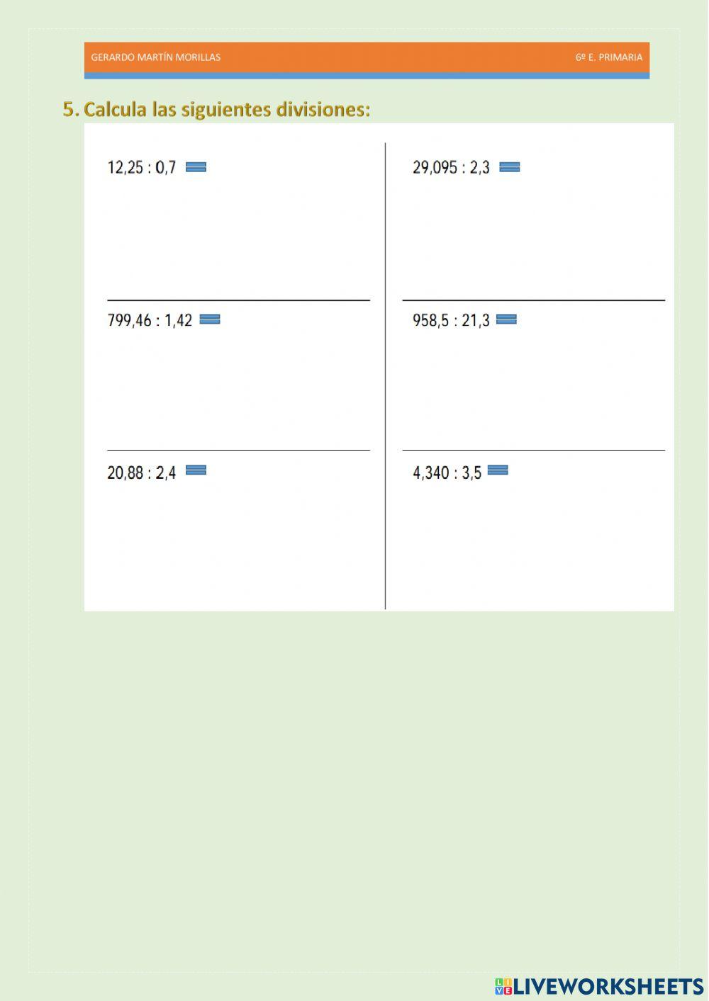 Cálculo y operaciones. Ficha 16.