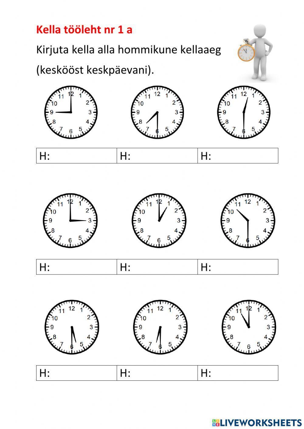 Kella tööleht 1a Kella tööleht 1a