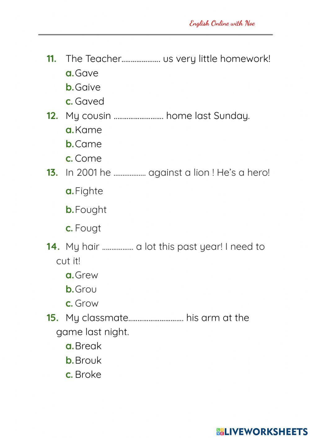 Irregular Verbs -Simple Past