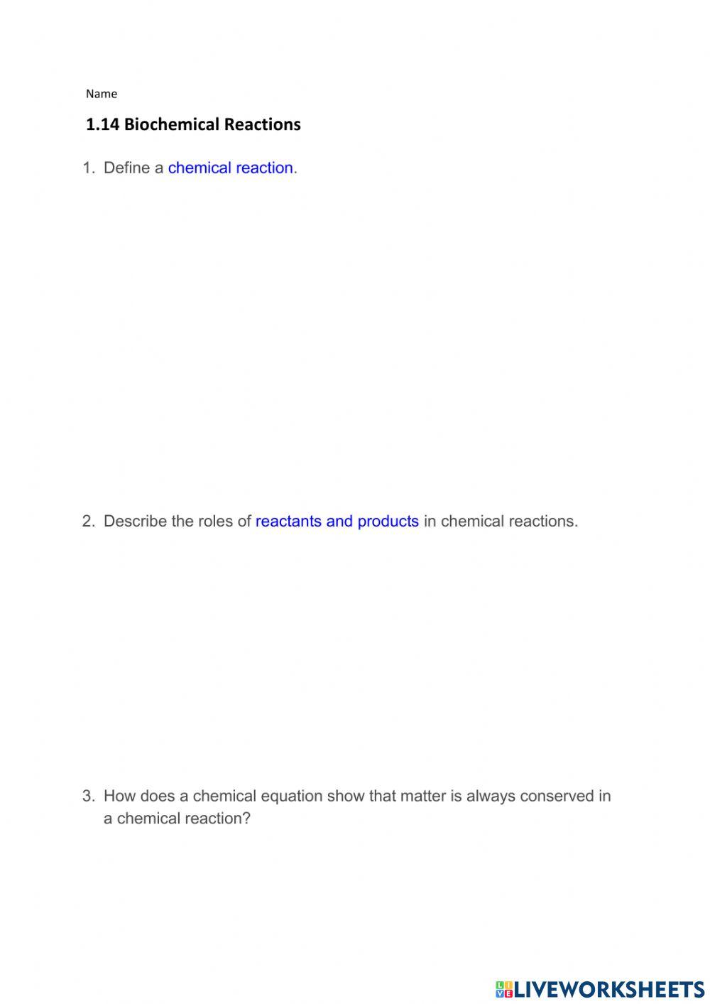 1.14 Biochemical Reactions